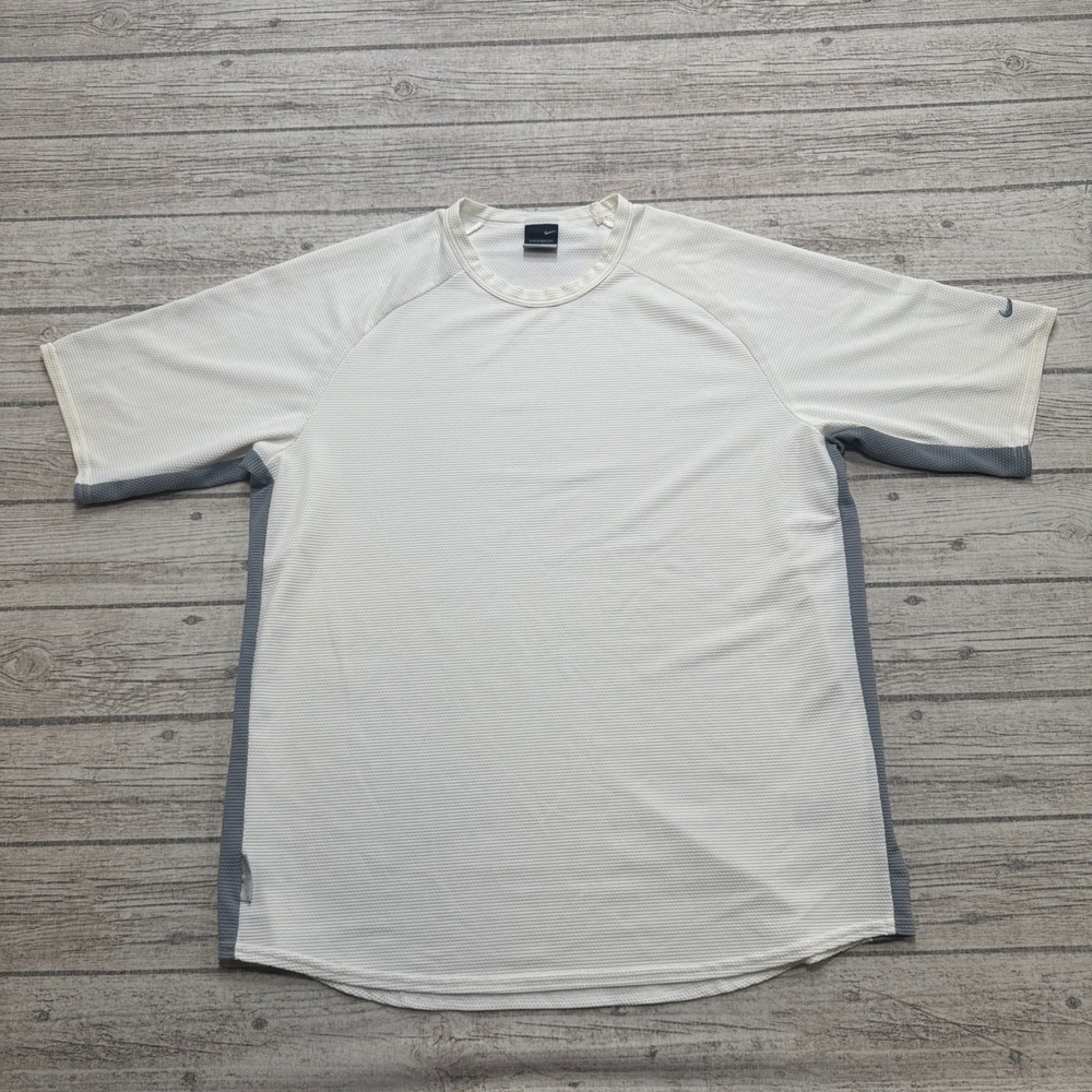 Y2K Nike Sphere Dry T-Shirt Men's Large White Waffle Knit Athletic Training Gym